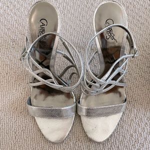 Carlos Santana silver sandals size 10
